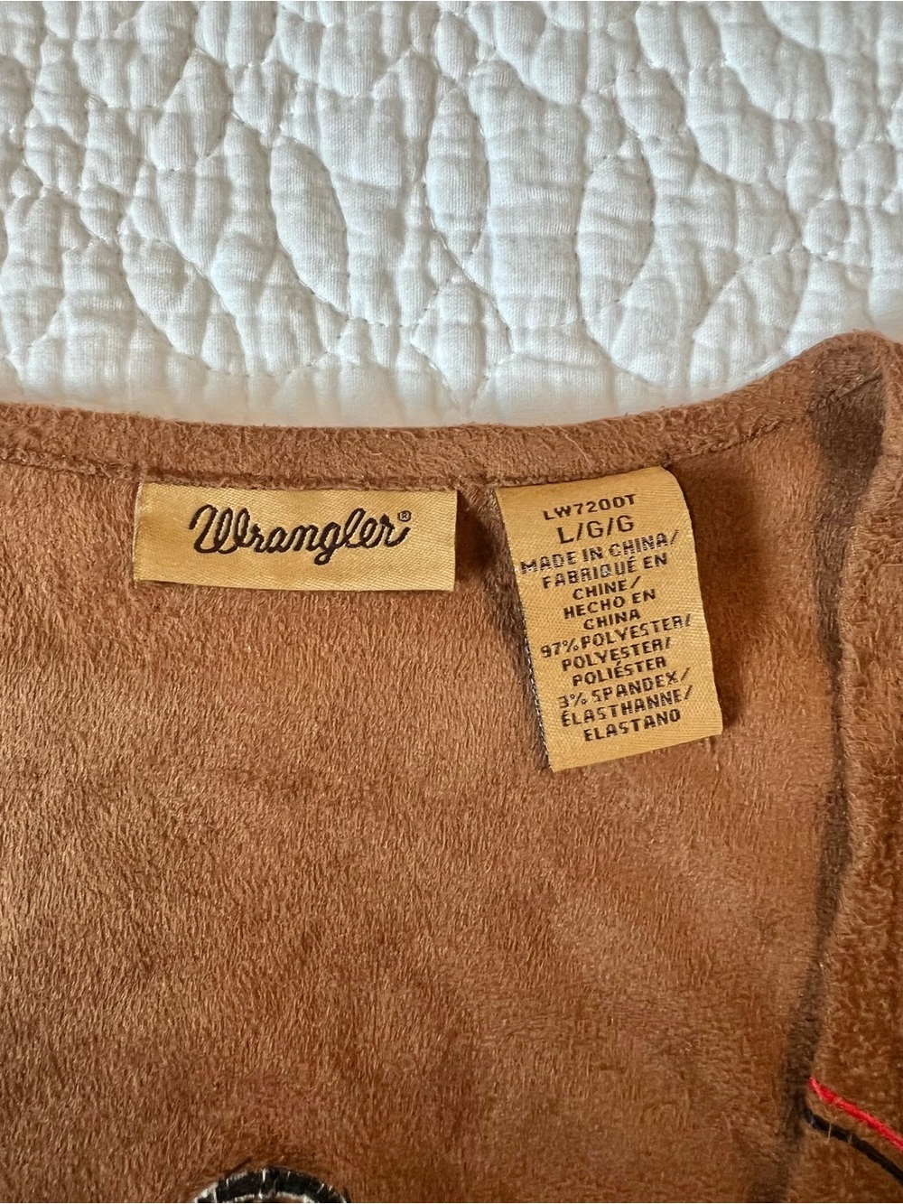 RARE Wrangler Faux-Suede Long Fringe Thunderbird Vest - Picture 5 of 10